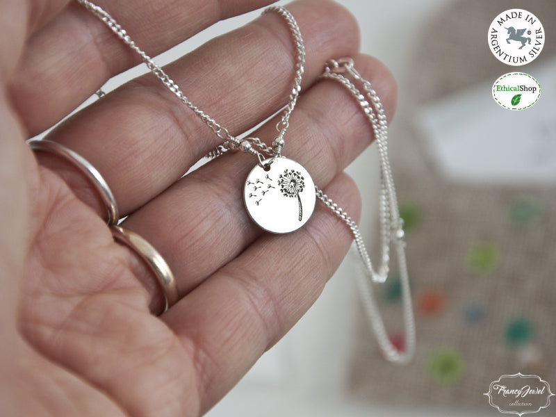 Collana soffione in argento sterling 925 con ciondolo Wish Collana soffione in argento sterling 925 con ciondolo Wish