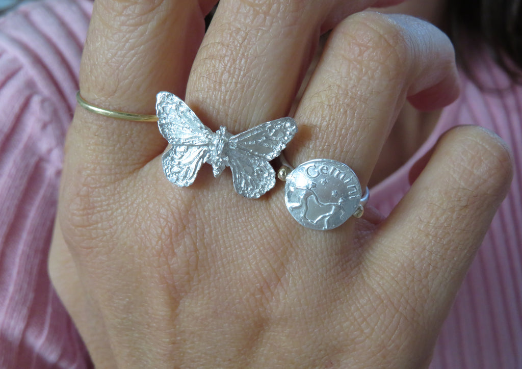 Anello farfalla, anello Argentium Silver, anello fatto a mano, artigianale, nichel free, made in Italy, fatto in Italia, ecofriendly