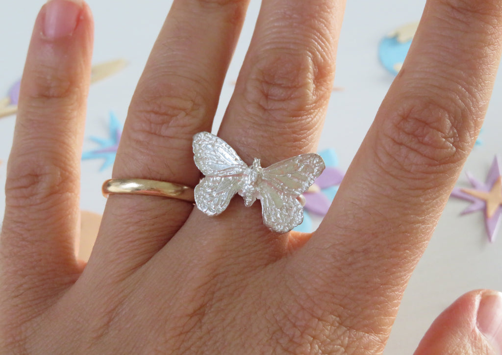 Anello farfalla, anello Argentium Silver, anello fatto a mano, artigianale, nichel free, made in Italy, fatto in Italia, ecofriendly