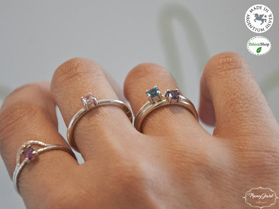 Gioielli etici, solitario, diamanti, cubic zirconia, anello mese compleanno, personalizzato, gioielli artigianali, fatto a mano in Italia