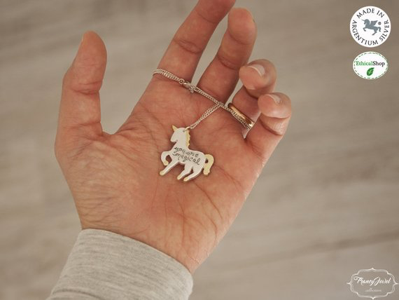 FUGLUS Collana Unicorno Regali per Ragazze, Collana Argento FUGLUS Collana Unicorno Regali per Ragazze, Collana Argento