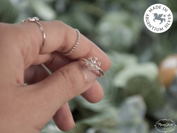 Frozen, anello frozen, fiocco di neve, anello Argentium, gioielli fatti a mano, made in Italy, gioielli etici, gioielli responsabili
