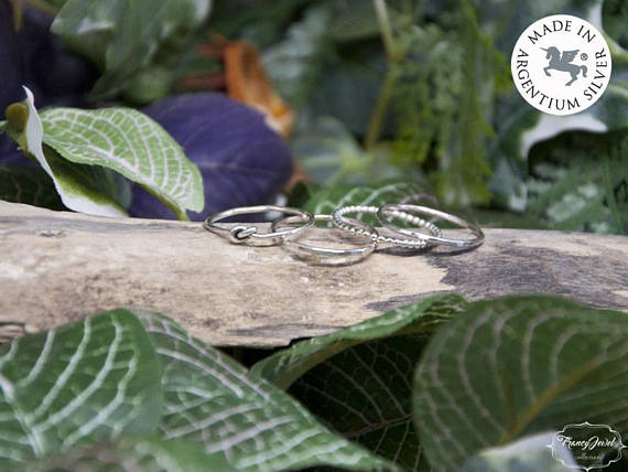 Anello abbracci, anello nodo, anelli infinito, anelli sovrapponibili, anelli Argentium 935, fatto a mano, gioielli boho