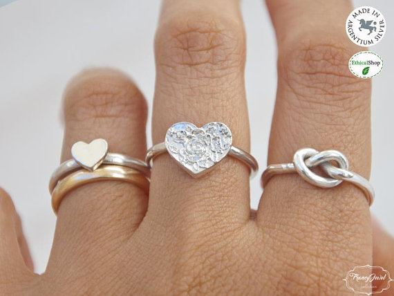 Anello fiore, anello argento, anello cuore, anello rosa, gioielli etici, ecofriendly, , fatto a mano, made in Italy, regali di compleanno