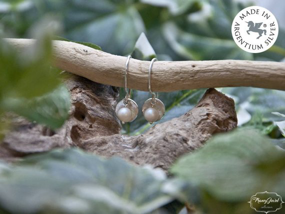 Perle, Gocce d'Oceano, perle sostenibili, orecchini perle, orecchini pendenti, orecchini argento, gioielli etici, Argentium, fatto a mano, made in Italy