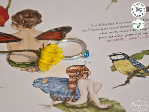 Gioielli etici, solitario, diamanti, cubic zirconia, anello mese compleanno, personalizzato, gioielli artigianali, fatto a mano in Italia
