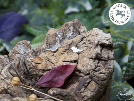 Orecchini pettirosso, fatti a mano, orecchini uccellini, gioielli etici, Argentium 935, made in Italy, gioielli ispirati alla natura