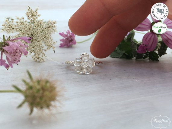 Anello fiore, anello argento, Argentium Silver, ecofriendly, fatto a mano, made in Italy, anello romantico, gioielli etici